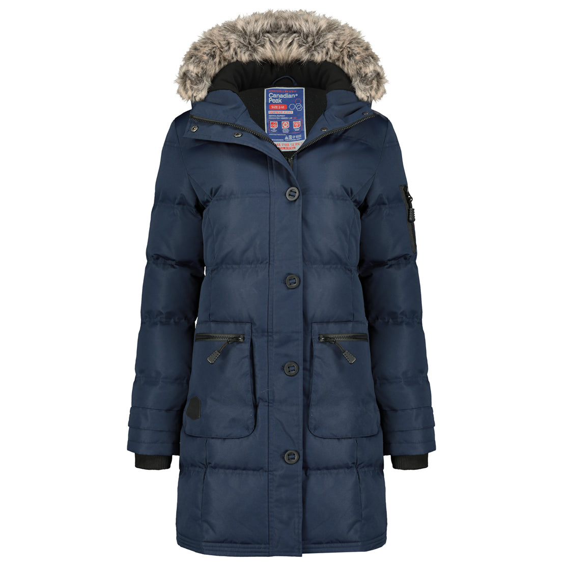 Canadian Peak Axelus Lady - Parka Longue Epaisse Chaude Femme Automne Hiver - Manteau Fin Capuche Fausse Fourure - Blouson Coupe Vent