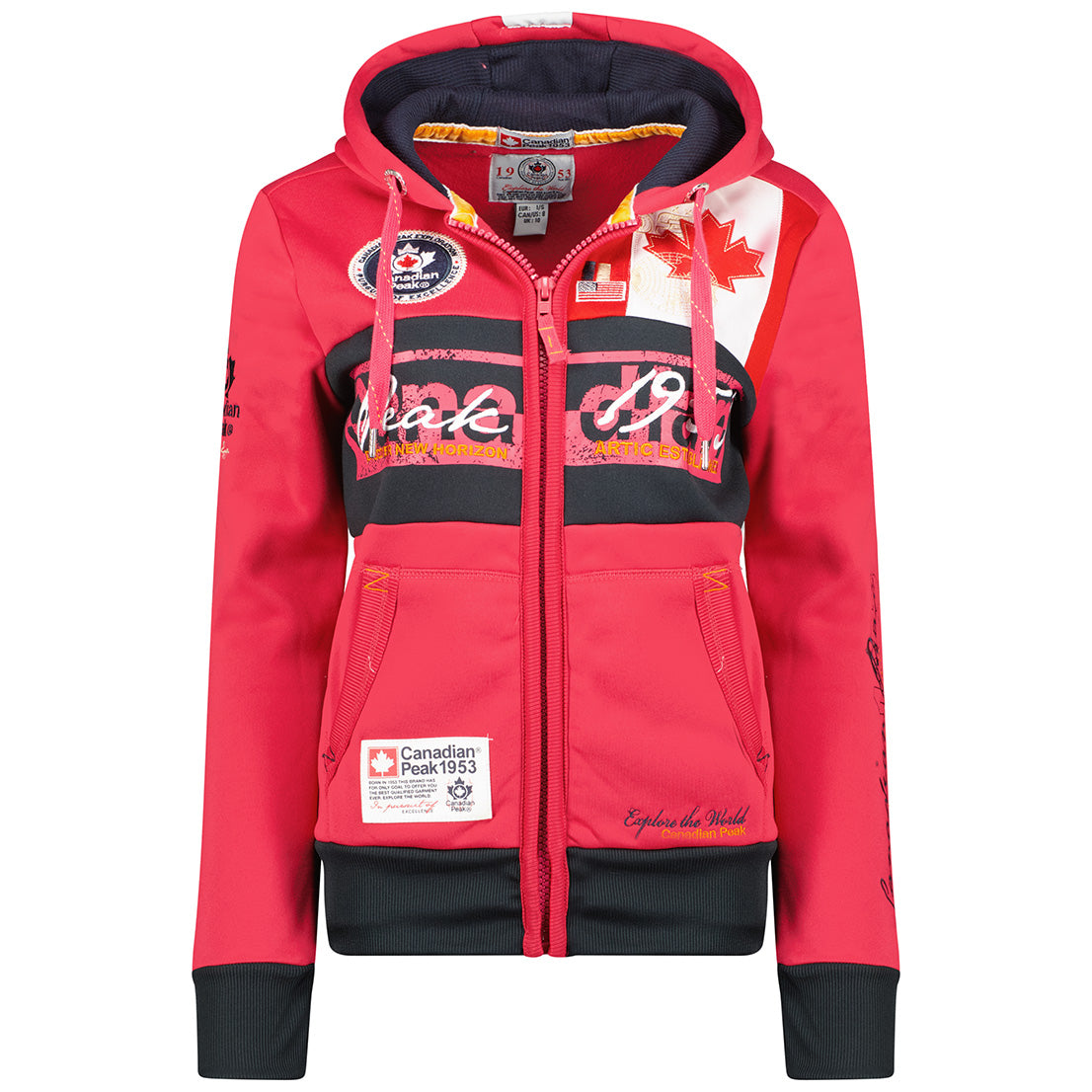 Geographical Norway Face Lady - Sweat Femme Capuche Avec Poches - Sweatshirt Femmes Manche Pull Casual Manches Longues Chaud