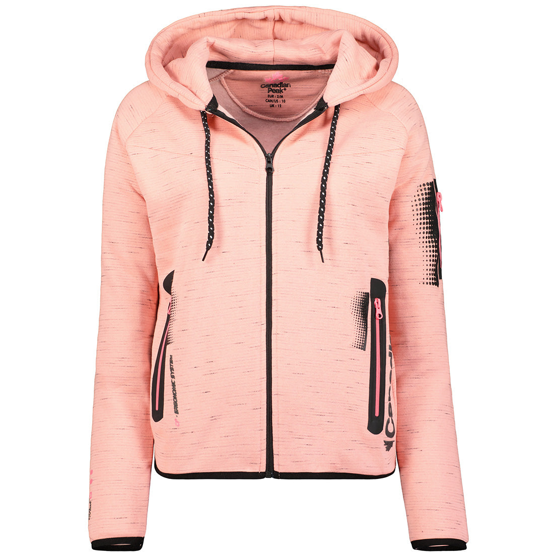 Canadian Peak Fanatic Femme Sweat à Zip Capuche et Poches Chaud ROSE