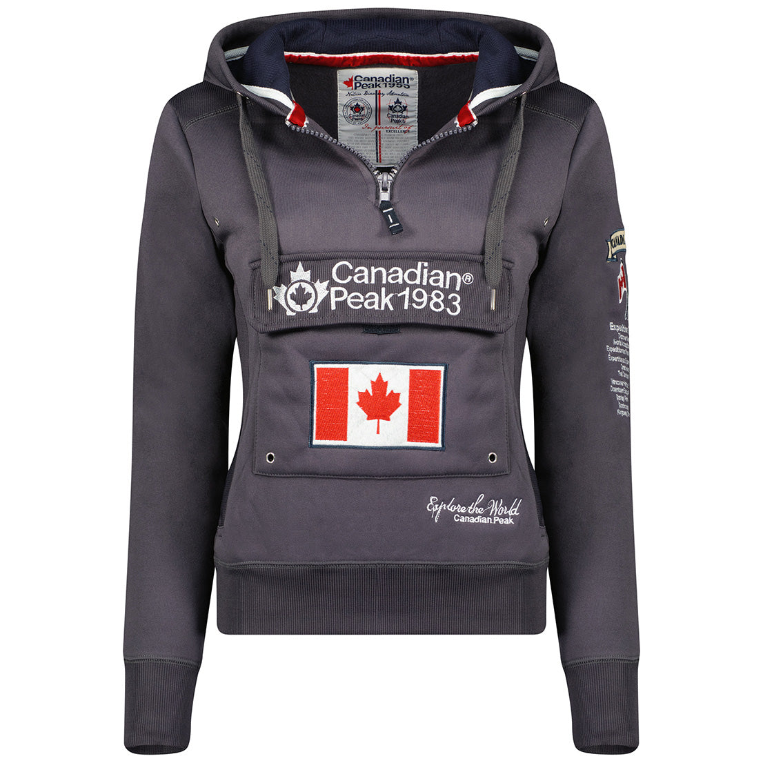 Geographical Norway Gyrelle Lady - Sweat Femme Capuche Avec Poches - Sweatshirt Femmes Manche Pull Manches Longues Chaud