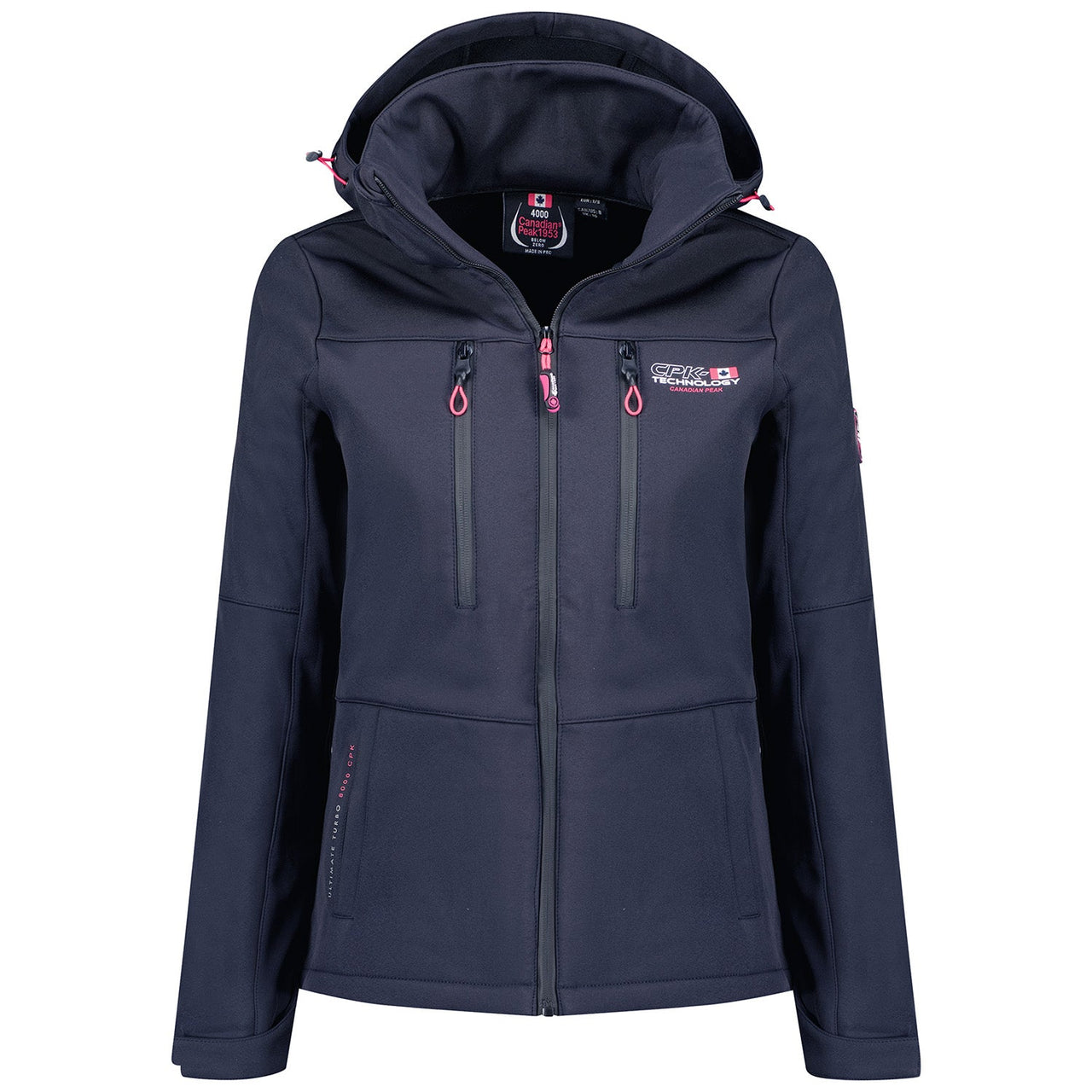 Canadian Peak Timmexeak Lady - Veste Femme Softshell Capuche Impermeable - Manteau Polaire Blouson Coupe Vent Resistant Travail