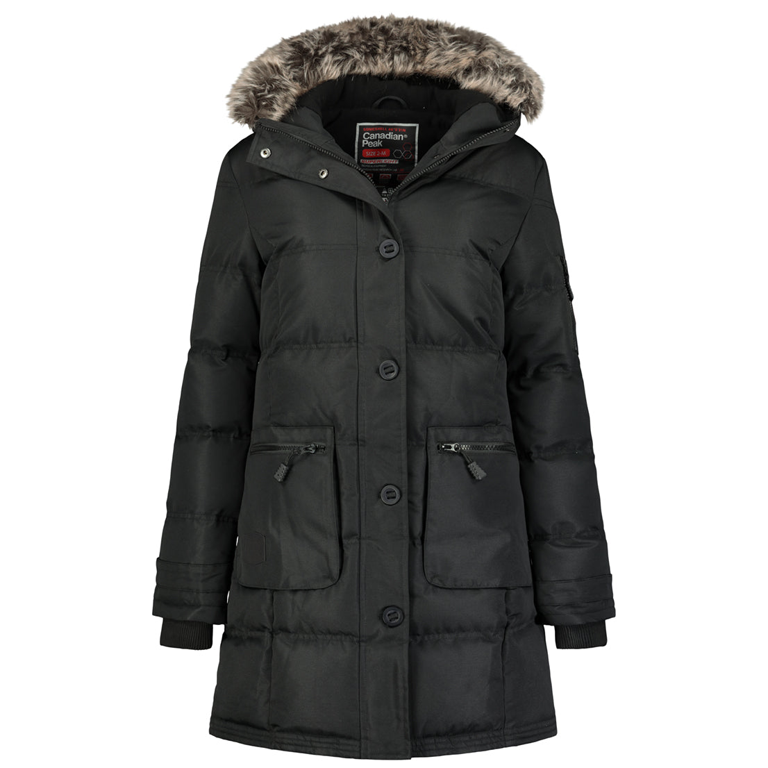 Canadian Peak Axelus Lady - Parka Longue Epaisse Chaude Femme Automne Hiver - Manteau Fin Capuche Fausse Fourure - Blouson Coupe Vent